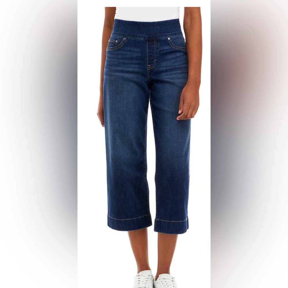 Denim Wide Leg Cropped Jeans